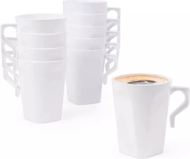 50 Kaffeetassen Hartplastik Weiß 255ml Camping Picknick Outdoor Wiederverwendbar