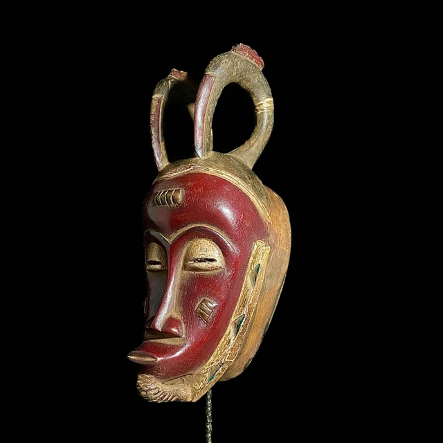 African Tribal Face Mask Wood Hand Carved Wall Hanging Tribal Guro Mask-8018