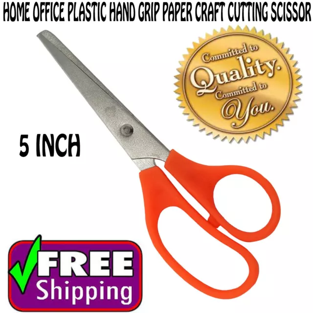 5 INCH Home Office ORANGE Colors Plastic Hand grip Paper Craft Cutting Scissors