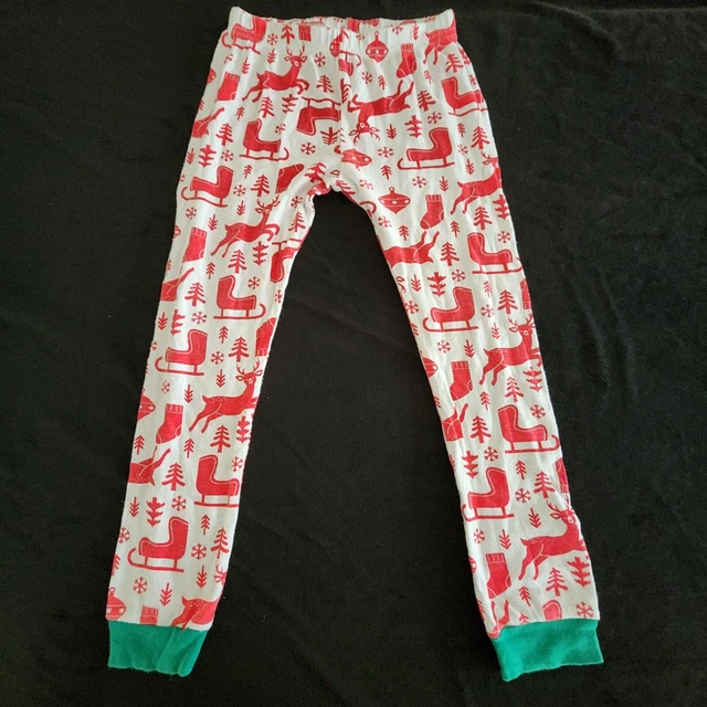 Carter's White Reindeer and Sleigh Christmas Pajama Pants Kids Size 7