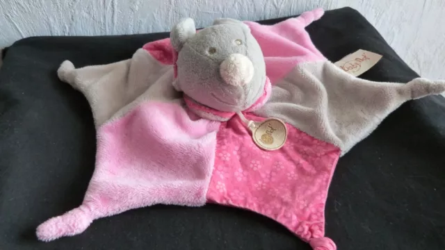 doudou  plat  babynat  souris gris   rose forme etoile   tres bon etat