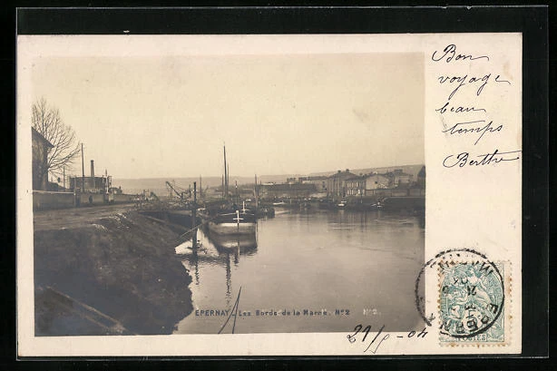 CPA Épernay, Les Bords de la Marne 1904