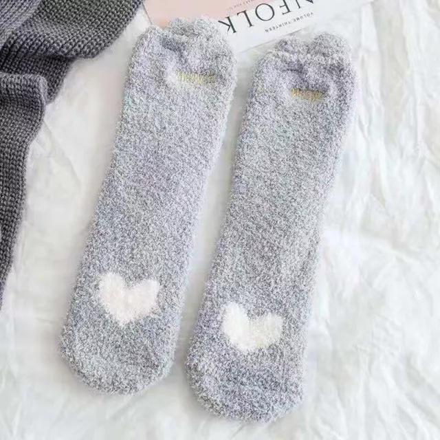 Fluffy Foot Socks Mid-tube Plus Thickening Warm Coral Fleece Sleeping Socks