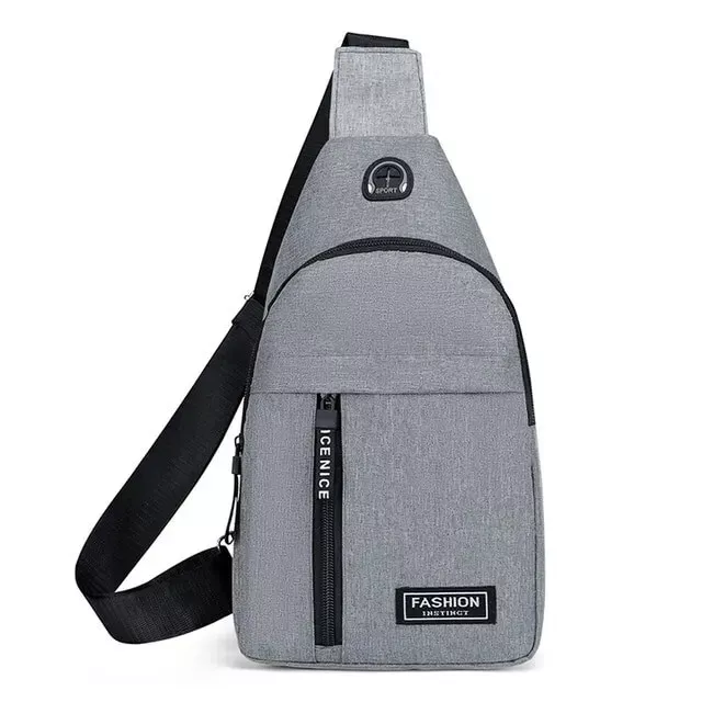 Sac de poitrine gris en nylon  pour homme¦Bandoulière multifonctionnelle