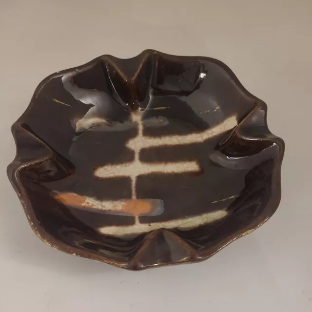 MCM West Germany Pottery Carstens Ashtray Trinket Dish Brown 7"