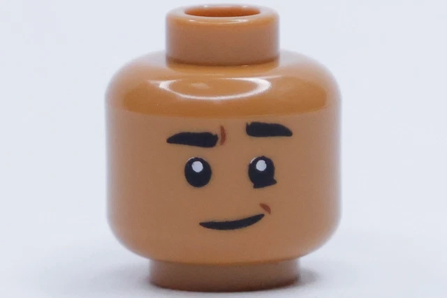 NEW LEGO® Medium Nougat Minifigure Head Dual Sided Black Eyebrows, Smile 76388