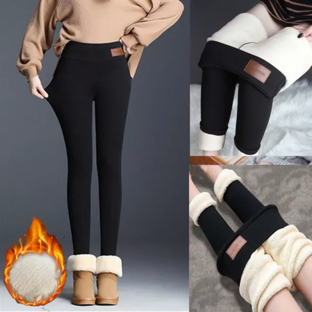 US Women Thermal Stretch Fleece Lined Thick Winter Warm Pants tight leggings