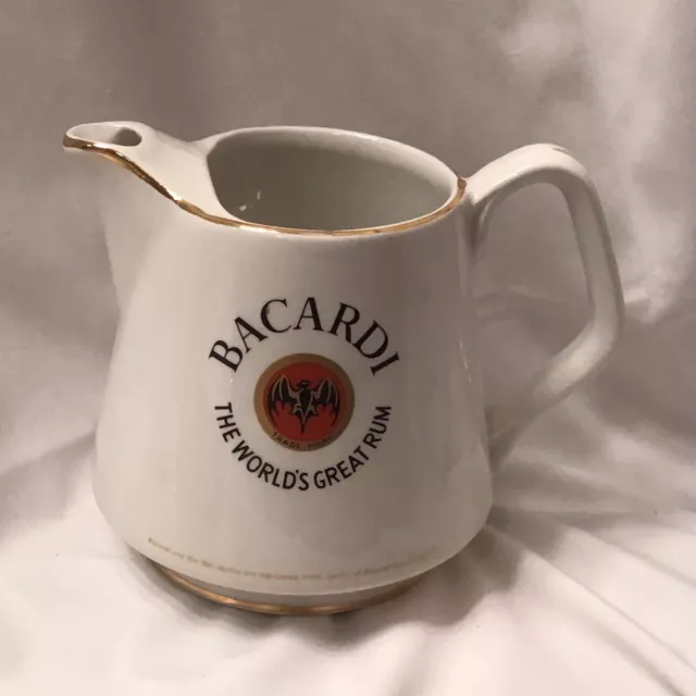Vintage Bacardi World's Greatest Rum Ceramic Pitcher Jug Arklow Ireland
