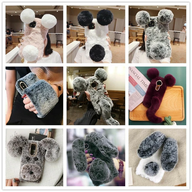 Soft Warm Fluffy Faux Fur Diamond Love Case Comfy Furry Phone Cover For Motorola