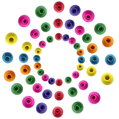 Honbay 600PCS Assorted Color Round Wood Beads Wooden Beads for DIY Crafts Jew...