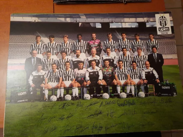 Poster Juventus 1991/92 Su Cartoncino Autografato