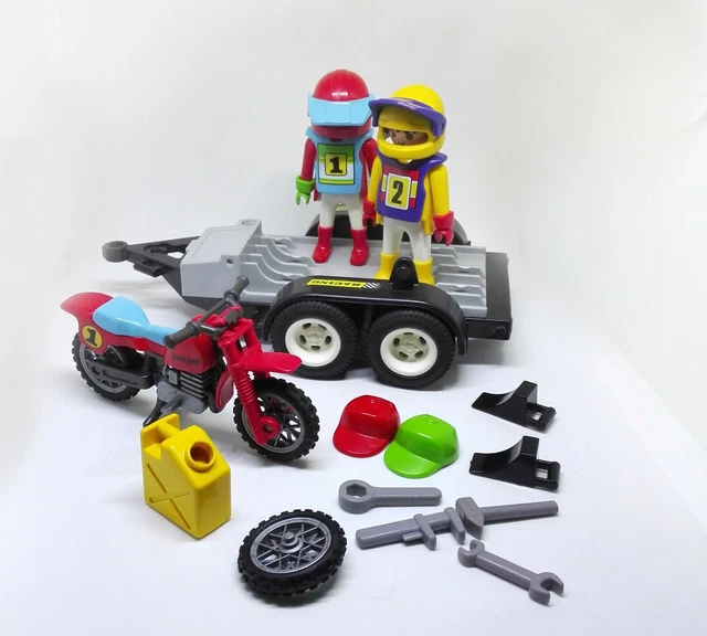 PLAYMOBIL 3754 JEEP MOTO REMORQUE Collection Racing Motocross Enduro au