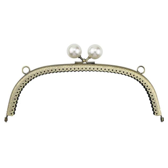 Pearl Wallet Metal Handle Frame Arc Shaped DIY Clutch Clasp Lock(20.5cm)2pc FS2#