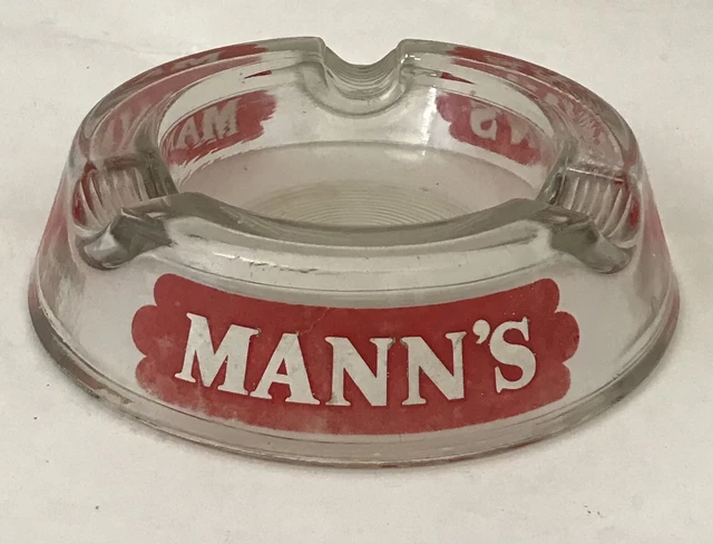 Mann's Brown Ale Vintage Glass Pub Retro Advertising Ashtray FREE POSTAGE