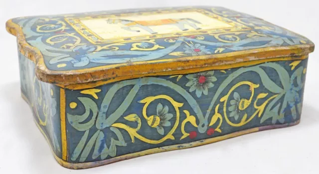 Vintage Wooden Storage Chest Box Original Old Hand Crafted Fine Painted