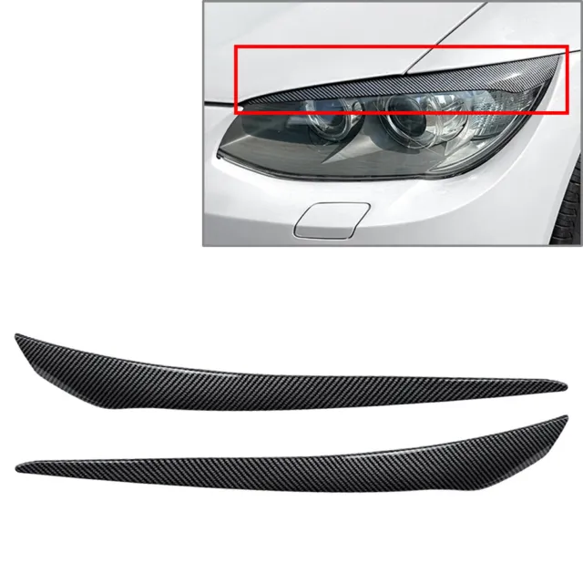 Headlights Eyebrow Cover Trim For BMW 3 Series E92 E93 LCI Coupe 2010-12 Carbon