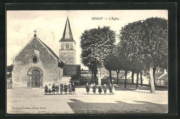 CPA Sougy, l´Eglise 1914