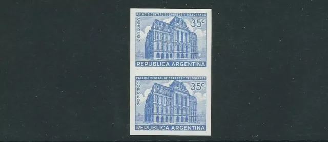 ARGENTINA 1942 PO BUENOS AIRES (Sc 503 pair) IMPERF PROOF on Glazed paper