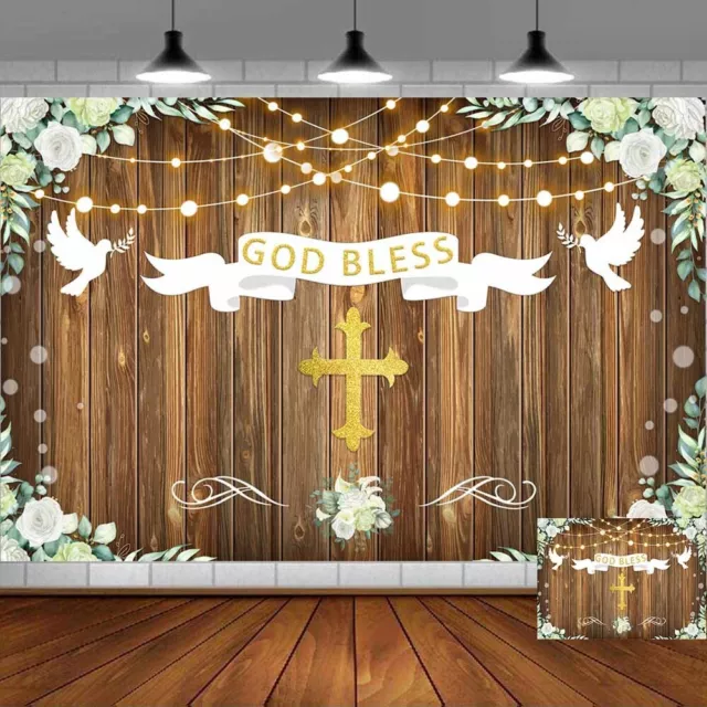 God Bless Bautismo Fondo Primera Comunión Decoraciones de Fiesta 5x3 ft