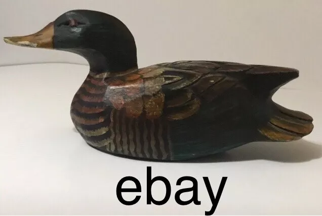 Vintage Wooden Duck Decoy Beautifully Hand, Carved And Painted  ￼