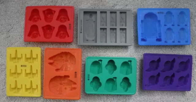 Lot of 7 Silicone Star Wars Molds, Party Theme Ice Cube Chocolate Candy Jello