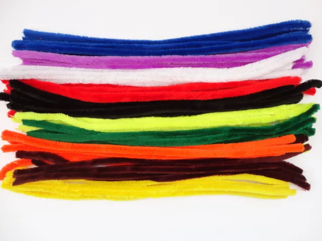 10, 20, 50 EXTRA LONG LARGE FLUFFY CHUNKY CRAFT PIPE CLEANERS STEMS -50CM x 15mm