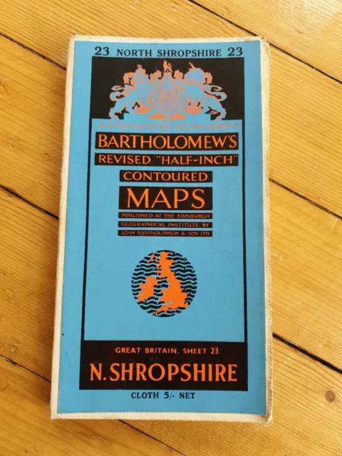 1957 North Shropshire Bartholomews Vintage Map on Cloth GB England Sheet 21