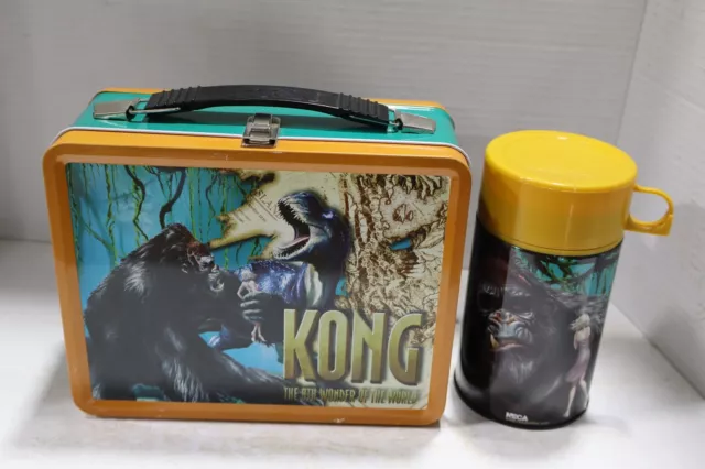 Kong-The 8Th Wonder Of The World,Full Size.Orange Metal Lunchbox With Thermos-Nw