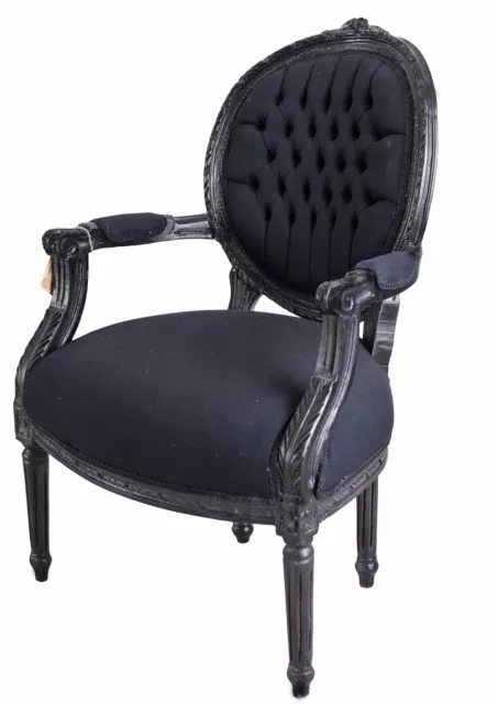 Barocker Stuhl Sessel Armlehnstuhl Esszimmerstuhl Schwarz Sessel Barockstuhl neu