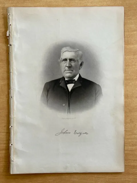 Antique Print 1889 Engraving JOHN EDGELL Gardner, Massachusetts MA