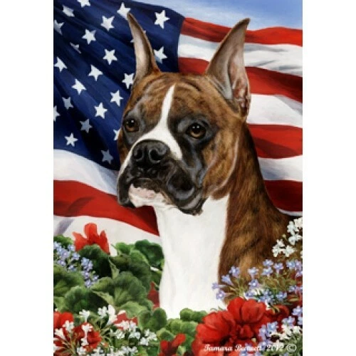 Patriotic (1) House Flag - Brindle Boxer 16238