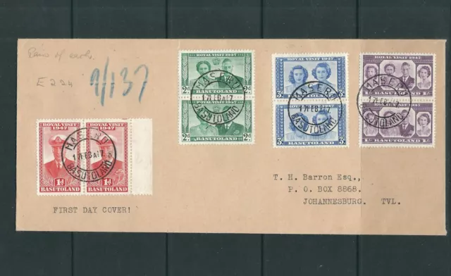 Basutoland 1947 Royal Besuchen Set IN Paare Auf FDC Sich Johannesburg