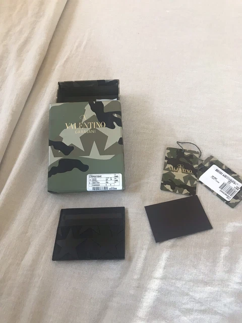 Nuovo Auth. valentino Garavani Nero Etoile Nero Uomo Portafoglio Soldi Id Logo