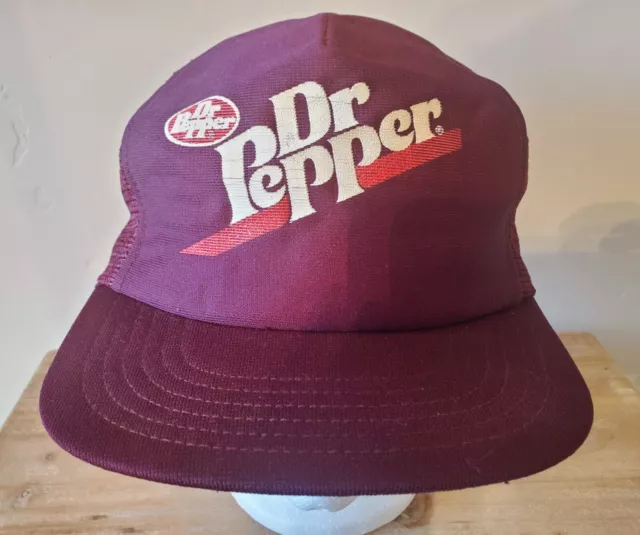 Dr. Pepper Logo SnapBack Mesh Trucker Hat Cap Vintage Made In USA