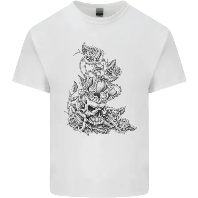 T-shirt top biker cranio gotico metallo pesante da uomo cotone