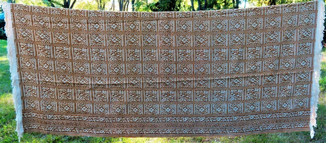 Antique 1800s Coverlet Hand Woven Bedspread Wool Cotton Reversible 90" X 105"