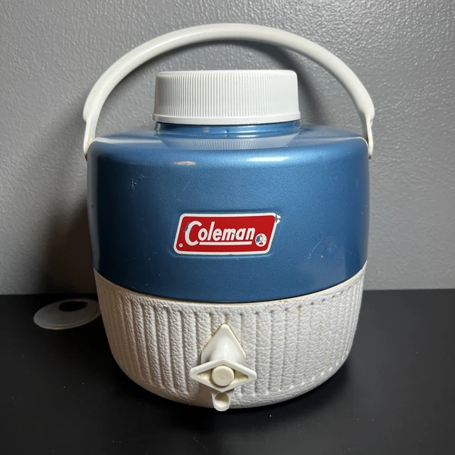Vintage Coleman Ice Blue Snow Lite 1 Gallon Water Cooler Jug W/ Cup #1