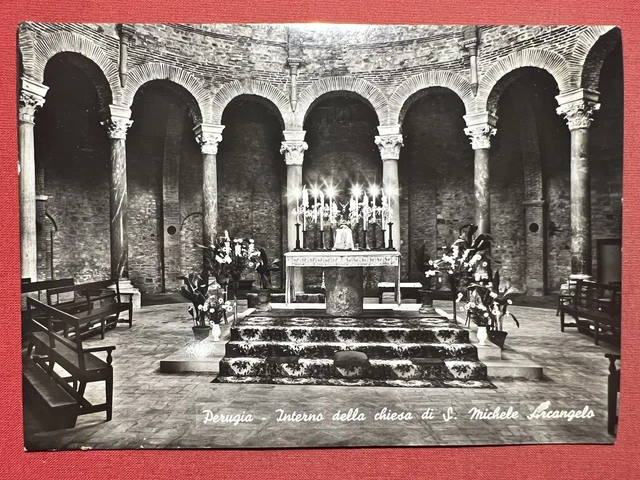 Cartolina - Perugia - Interno della Chiesa di S. Michele Arcangelo - 1955 ca.