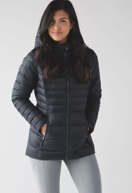 Lululemon Size CAN 8/AU 12 Down For It Hooded Puffer Jacket Reflective Black