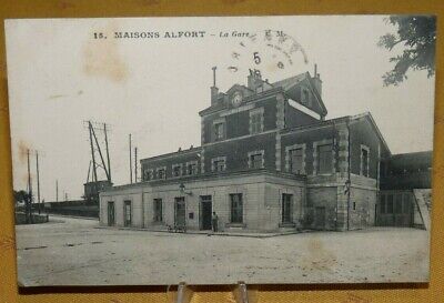 CPA maisons Alfort (val de marne) la gare stamp of 14 August 1916