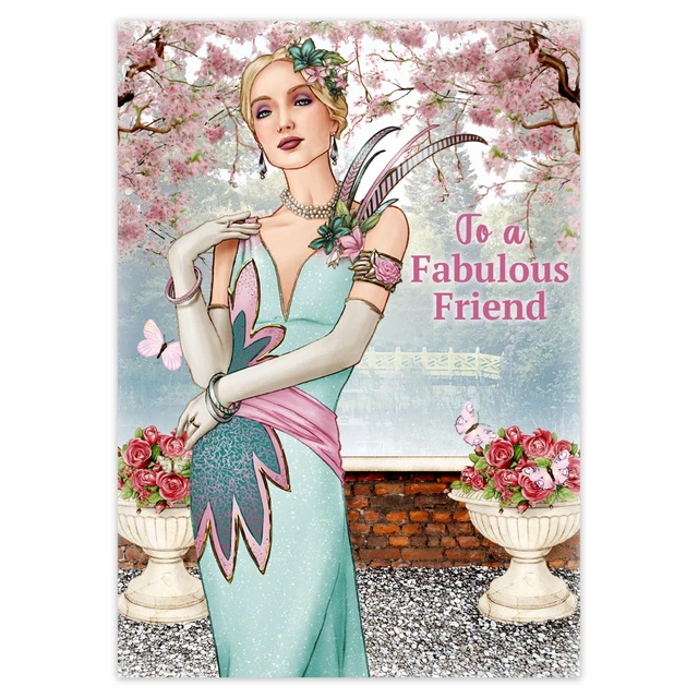 ART DECO BIRTHDAY Card for Friend Flapper Lady 1920s Great Gatsby