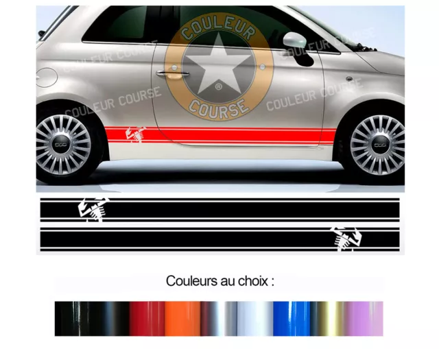 2 X Bandes Abarth Racing Italie Pour Fiat 500 Autocollant Sticker Auto Bd539