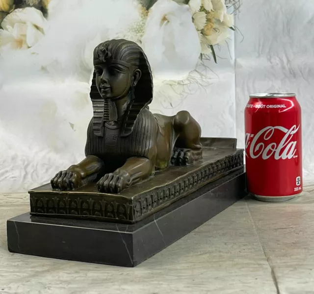 Große 100% Solid Bronze Grand Tour Sphinx Ägyptische Zahlen Statuen Home Kunst 2