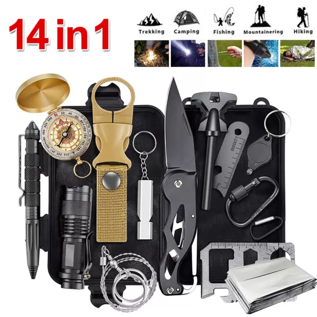 14in1 Outdoor Emergency Survival Gear Kit Camping Hiking Tools Kit/ Fire Starter