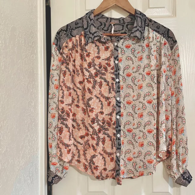 Free People Dani Button Up Long Sleeve Blouse Women’s Size XS