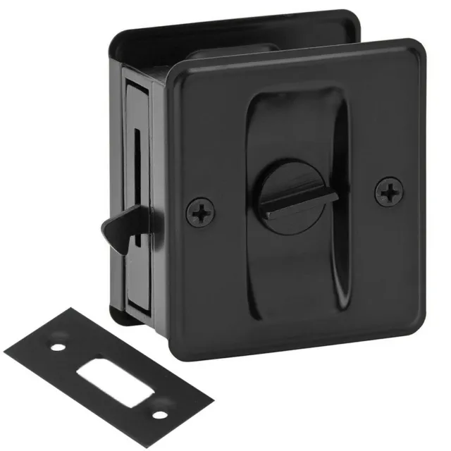 Matte Black Pocket Sliding Door Privacy Handle Lock Pull Hardware