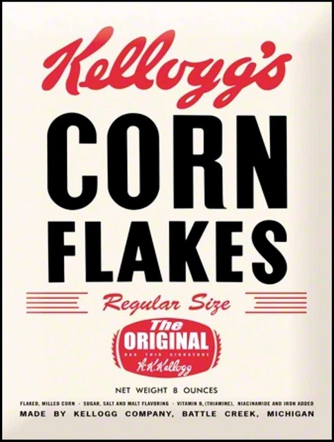 Metall Vintage Retro Shabby-Chic Kelloggs Zinnschild Wandplakette