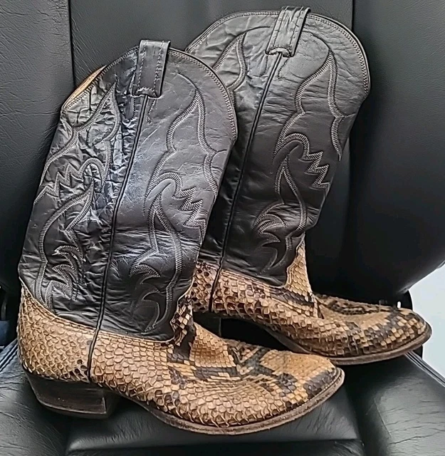 MEN'S NOCONA PYTHON Snakeskin Leather Cowboy Western Boots 10.5D Beige ...
