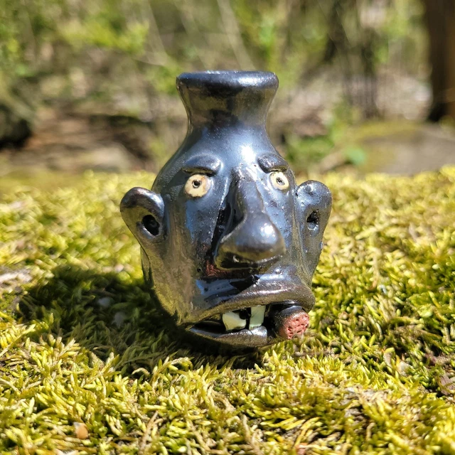 2.25" Mini Pewter Gray Face Jug with Cigar by Wayne Hewell 2.25" Mini Pewter Gray Face Jug with Cigar by Wayne Hewell