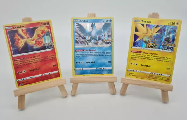 Arktos + Zapdos + Lavados Set Pokémon Go Karten Deutsch Geschenk idee NM